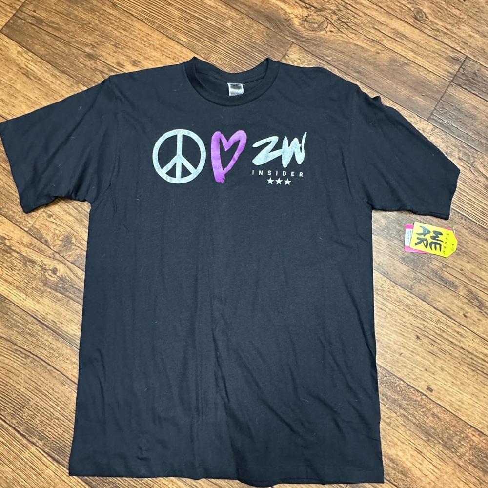 Zumba Fitness Black Tee with Peace and Love Design